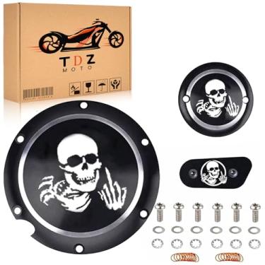 Imagem de TDZ MOTO Tampa De Inspeção Corrente Do Temporizador Skull Derby E Parafusos Titânio Para Harley Sportster Iron Xl 883 1200 48 72 2004-Final (3 Peças)