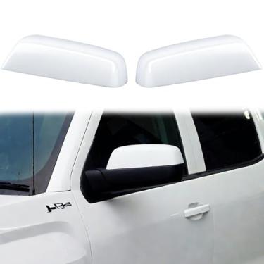 Imagem de YIXIN 2 peças de tampas cromadas para espelhos laterais de substituição direta para Chevy Silverado GMC Sierra 1500 e 2500 HD 3500 HD 2015-2018 acessórios (branco)