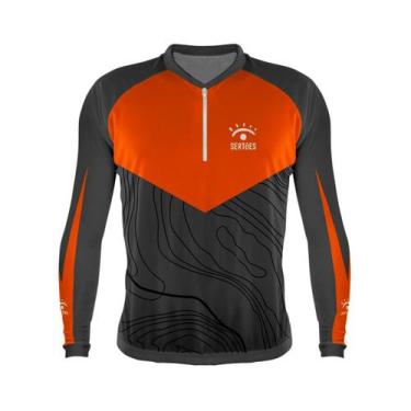 Imagem de Camisa Ciclismo Bike Manga Longa Sertões S10, Cinza, Laranja, GG