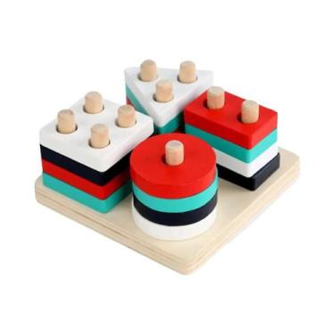 Imagem de Blocos De Classificação De Cores Em Forma De Madeira Montessori Para C