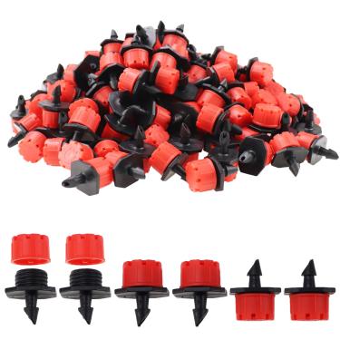Imagem de Nihfien 200 peças de irrigação ajustáveis irrigadores de irrigação, emissores universais de 1/10.2 cm micro gotejamento irrigador de 8 furos 360 graus para sistema de irrigação de tubo de jardim de 4