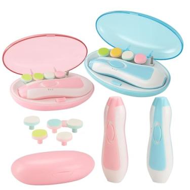 Imagem de Aparador de Unhas Elétrico para Bebê com Luz LED Silencioso, Cortador Infantil Seguro com 6 Lixas, Kit Manicure para Recém-Nascido, Rosa e Azul, Portátil para Viagem e Maternidade (rosa)