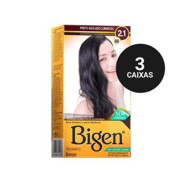 Imagem de Kit Profissional Tintura Capilar à base de água Bigen 2.1 Preto Azulad