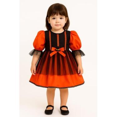 Imagem de Vestido Hallooween Bruxinha Infantil Papilloo, Laranja, 1 ANO