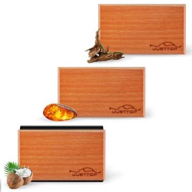 Imagem de JUSTTOP Ambientador de carro, 3 fragrâncias diferentes aromatizadores de carro de madeira para homens e mulheres, difusor de perfume automático, acessórios de renovação interior de carro de longa