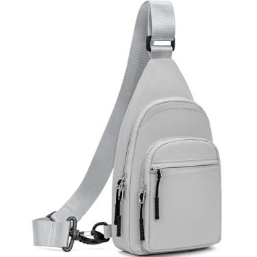 Imagem de nuoku Bolsa tiracolo pequena para mulheres, bolsa tiracolo leve para viagens, uso diário e ao ar livre – preta, cinza, nylon cáqui, Cinza, Tendência