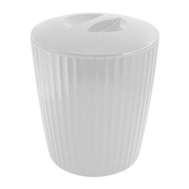 Imagem de Lixeira 5 Litros Com Tampa de Chão Banheiro Groove - LX 715 Ou, Branco