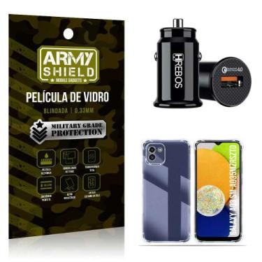 Imagem de Kit Carregador Veicular Turbo 18w com Capinha Samsung A03 e Película 3