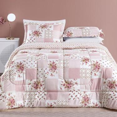 Imagem de Kit Edredom Dallas Queen Dupla Face Microfibra 3 Peças - Rosa Matura P
