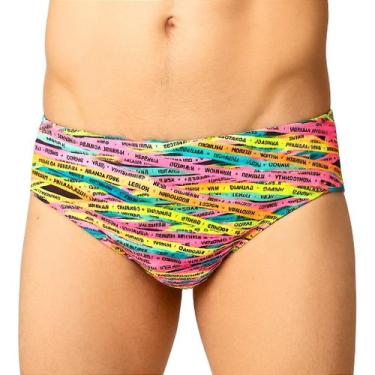 Imagem de Sunga Estampada Fita Senhor Do Bomfim Neon Forrada Poliamida - Almah F
