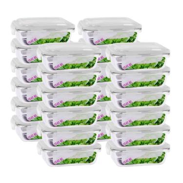 Imagem de Jogo 24 Potes Vidro Retangular Marmitas Tampa 4 Travas 1040ml