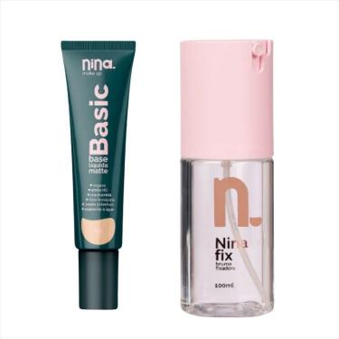 Imagem de Kit Nina Makeup Base Líquida Basic Cor1+bruma Fixadora Fix