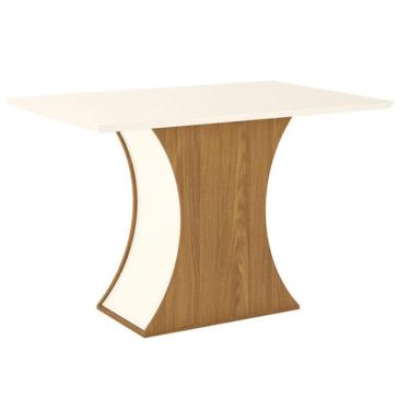 Imagem de Mesa de Jantar Luiza 120 cm Canto Reto sem Vidro Nature Off White - Henn