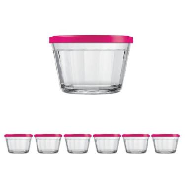 Imagem de 6 Tigela Vidro Americano Tampa Plastica Sortida 150ml Nadir - NADIR FI