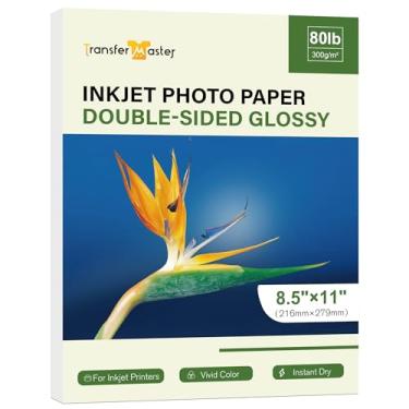 Imagem de Transfer Master Papel fotográfico pesado dupla face brilhante 21 x 28 cm, 36 kg de espessura, papel cartolina para impressoras a jato de tinta, tinta tingida, 300 g/m², para impressão de cartões de