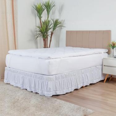 Imagem de Protetor de Colchão Pillow Top Queen Percal 200 Fios 100% Algodão – Macio, Confortável, Lavável, com Elástico para Ajuste Ideal, Proteção e Durabilidade do Colchão