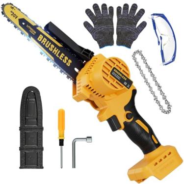 Imagem de Mini motosserra sem fio de 20 cm para Dewalt 20V MAX alimentada por bateria (sem bateria), motosserra elétrica, motosserra manual sem fio, motosserra portátil pequena recarregável para aparar árvores