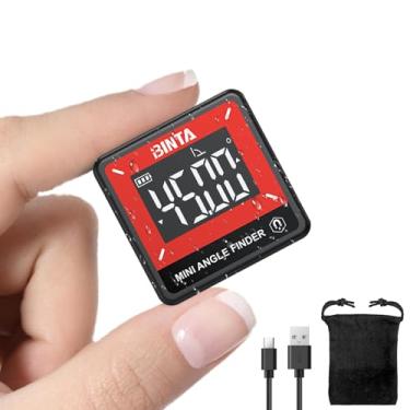 Imagem de BINTA Medidor digital de localizador de ângulo, inclinômetro portátil com base magnética recarregável, luz de fundo IP54, nível digital magnético para marcenaria e configuração de ângulo de mesa/serra