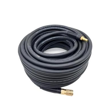 Imagem de SYXQT Mangueira de ar híbrida 9,5 cm x 30,5 m 300 PSI resistente, leve, resistente a dobras, flexibilidade para todos os climas com conexões de ar industrial de 1/10.2 cm e limitadores de curvatura