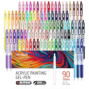 Imagem de Canetas de gel para colorir, canetas coloridas retráteis de 90 cores para papel preto e papel branco, canetas coloridas de ponta fina de 0,7 mm para colorir, escrever, desenhar, diário, anotações