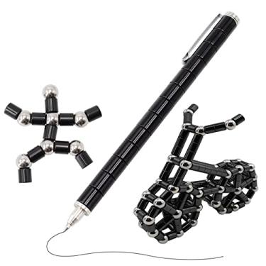 Imagem de TTzycc Caneta Magnética, Caneta De Metal Magnética De Descompressão, Caneta Fidget Com 13 Anéis Magnéticos, Caneta De Brinquedo Criativa Que Pode Escrever, Presentes De Aprendizagem Intelectual E Re