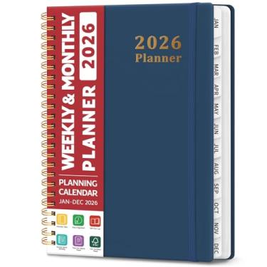 Imagem de Agenda 2026, agenda semanal e mensal, janeiro de 2026 a dezembro de 2026, capa dura, agenda agenda 2026, com abas para mulheres e homens, bolso interno, encadernação espiral, perfeito para escritório