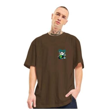 Imagem de Camiseta Oversized Masculina Geek Nerd Panda Bamboo - FSL.CONF, Marrom