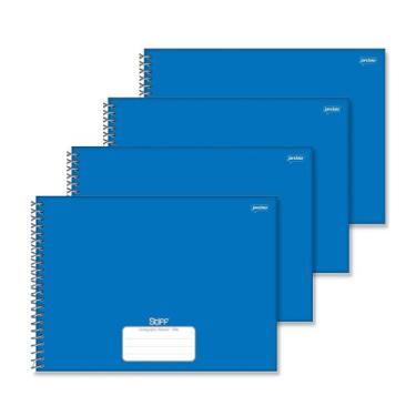 Imagem de Kit 4 Cadernos de desenho capa dura 80 folhas, 275mm x 200mm Azul - ja