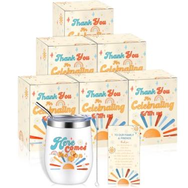 Imagem de Hoolerry Conjunto de 6 prêmios de jogo de chá de bebê para convidados vencedores copo de aço inoxidável isolado de 350 ml com tampas, canudos, escova de limpeza, cartões e caixas de presente de