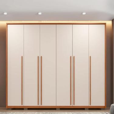 Imagem de Guarda Roupa Casal Valentino 265 cm 6 Portas de Bater com 6 Gavetas MDF Freijo/OffWhite G11 - Gran Belo