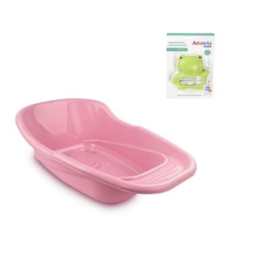 Imagem de Banheira Para Bebê 20 Litros Resistente Infantil Anatômica + Termômetro de Banho (Rosa)