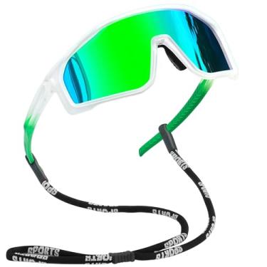 Imagem de Joopin Óculos de Sol Esportivo Masculino Feminino Oculos Polarizados Envolventes para Ciclismo com Proteção UV400 Armação TR90 Lente Espelhado Verde
