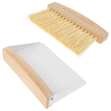 Imagem de Conjunto de mini pá e escova pequena, vassoura de mão compacta com conjunto de pá de lixo, panela de metal portátil, vassoura de migalhas de madeira para mesa doméstica, sofá, cuidados domésticos