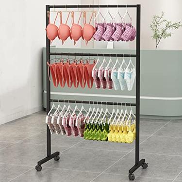 Imagem de Loja De Varejo Garment Rack Cabide De Roupas Underwear Rack Shorts Display Bra Stand Organizador De Roupas Com Rodas E Prateleiras De 3 Camadas Para Quarto Boutique Cloth S, White, 80×40×135CM