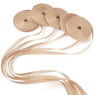 Imagem de Cheriswelry Fita com fio de serapilheira natural de 10,94 m, rolos de fita de tecido de juta para embrulho de presente, guirlanda de flores, buquê de flores, decoração de festa, artesanato DIY (5
