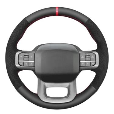 Imagem de MEWANT Capa de volante costurada à mão para Ford F-150 2021-2023 / F-150 Lightning 2022-2023 Acessórios de volante para Ford