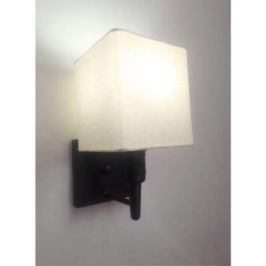 Imagem de Arandela Quadrada Vivare Md-2019 Base Preto Com Interruptor Cúpula Em Tecido - Bivolt Preta-algodão-crú 127-220v