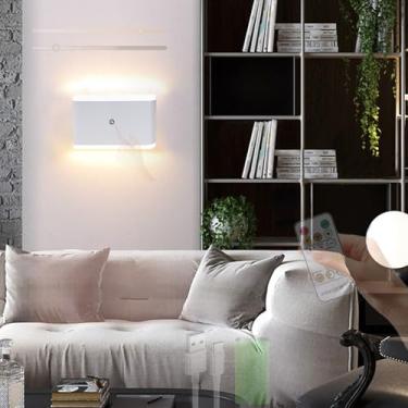 Imagem de GZZBMY LED Bateria Arandela com Controle de Toque Controle de Toque Regulável Lâmpadas de Parede USB Recarregável Alumínio Magnético Iluminação de Parede Escada Sala de Estar Quarto (Branco 5000 mA)