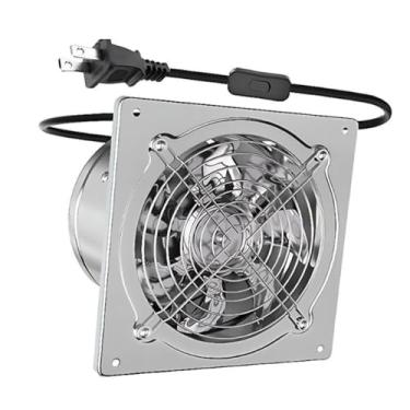 Imagem de HYZHANHONG Ventoinhas de Exaustão de Janela Potable de 7 Polegadas, 576CFM, Montadas na Parede para Cozinha, Oficina, Sótão, com Interruptor e Cabo com Ficha (Prateado)