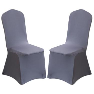 Imagem de Pacote com 2 capas de cadeira dobráveis de elastano elástico, capas removíveis para cadeiras, protetores universais, com bolso elástico para os pés, para festa de casamento, banquete, celebração