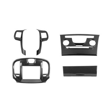Imagem de HTHE Kits de acabamento interno de console central de 5 peças compatíveis com Chrysler 300/300C 2011-2014 (fibra de carbono)