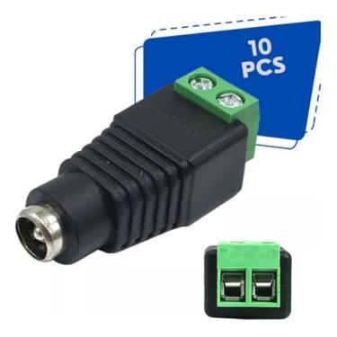 Imagem de 10 Conector P4 Fêmea Borne Cftv Alimentação Câmera Segurança