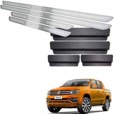 Imagem de Soleiras Alto Relevo + Vinil Vw Amarok V6  2010/2019 Prata