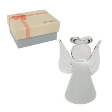 Imagem de Bibelô Anjinho de Murano Laradore Branco Com Caixa Presente