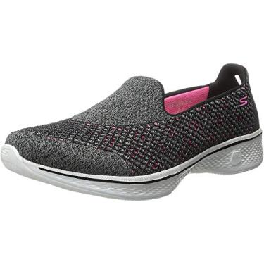 Imagem de Skechers Performance Go Walk 4 Tênis feminino para caminhada, sem cadarço, Black/Hot Pink, 7.5 Wide