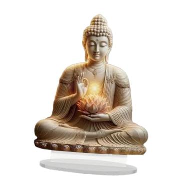 Imagem de Baoblaze Placa decorativa acrílica com base estável, ornamento de Buda plano 2D, decoração para casa, fácil de montar, Color C