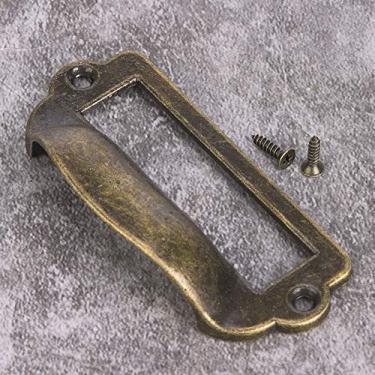 Imagem de AYNEFY Ferramenta de Rebite Vintage Bronze Liga de Zinco Quadro de Gabinete Puxa Nome Titular do Cartão Forma Puxar Alça de Armário de Jóias Puxadores de Móveis Puxadores de Gaveta Antiga 4 Peças