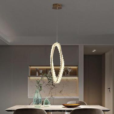 Imagem de Luminária pendente de cristal, lustres de luxo para restaurante, iluminação de cabeceira para quarto, luminárias de teto LED reguláveis, decoração moderna