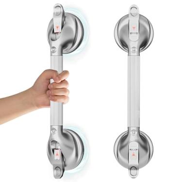 Imagem de DAILYLIFE Barras de apoio para banheiras e chuveiros, alças de chuveiro de 48 cm para sucção de idosos, barra de segurança de 136 kg para idosos e idosos, prata (1 pacote)