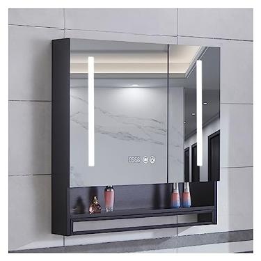 Imagem de AKALNNB Armário de espelho de banheiro montado na parede, armário de remédios com luz, alta definição, adequado para corredores, quartos e salas de estar